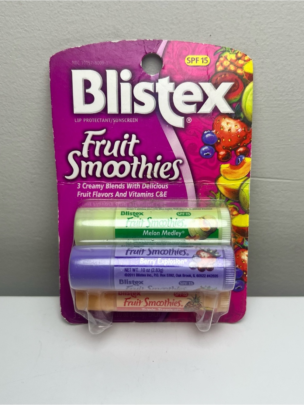 Fruit Smoothies Lip Balm 3-Pack - Green, Purple, Orange